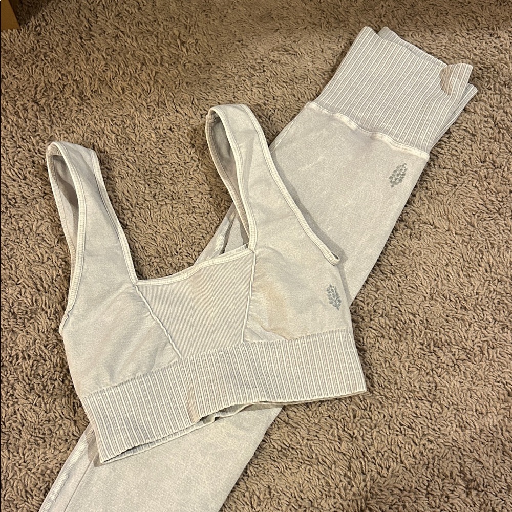 Free people movement light gray workout set